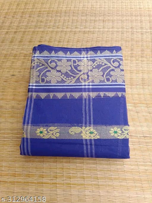 SM Women Cotton Woven Design Saree Without Blouse