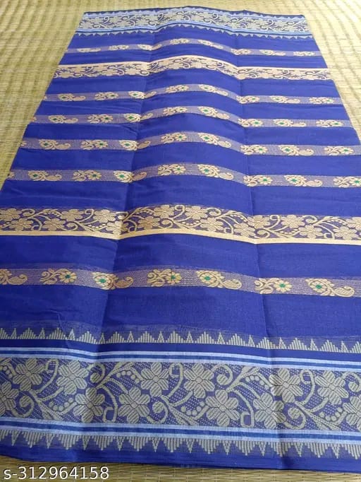 SM Women Cotton Woven Design Saree Without Blouse