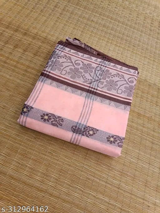 SM Women Cotton Woven Design Saree Without Blouse