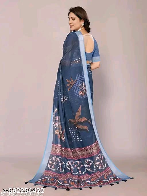 SM Women Linen Printed Saree