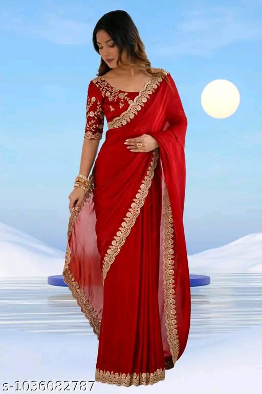 SM Women Georgette Solid Saree