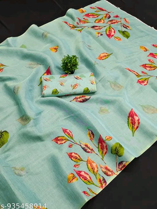 SM Women Cotton Silk Printed Saree