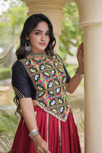SM Rayon Mirror Work Lehenga with Embroidered Blouse