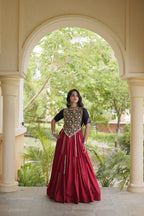 SM Rayon Mirror Work Lehenga with Embroidered Blouse