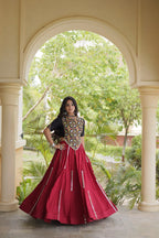 SM Rayon Mirror Work Lehenga with Embroidered Blouse