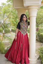 SM Rayon Mirror Work Lehenga with Embroidered Blouse