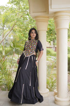 SM Rayon Mirror Work Lehenga with Embroidered Blouse