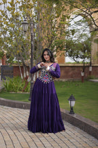 SM Rayon Gown with Gota Patti Lace & Mirror Work Blouse