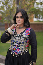 SM Rayon Gown with Gota Patti Lace & Mirror Work Blouse