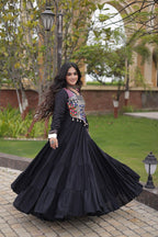SM Rayon Gown with Gota Patti Lace & Mirror Work Blouse