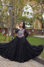 SM Rayon Gown with Gota Patti Lace & Mirror Work Blouse