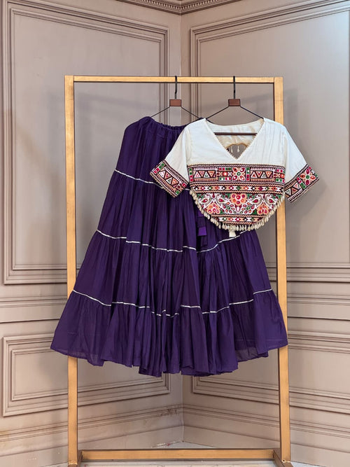 SM Kora Cotton Full-Stitched Lehenga with Kutchi Patchwork Blouse