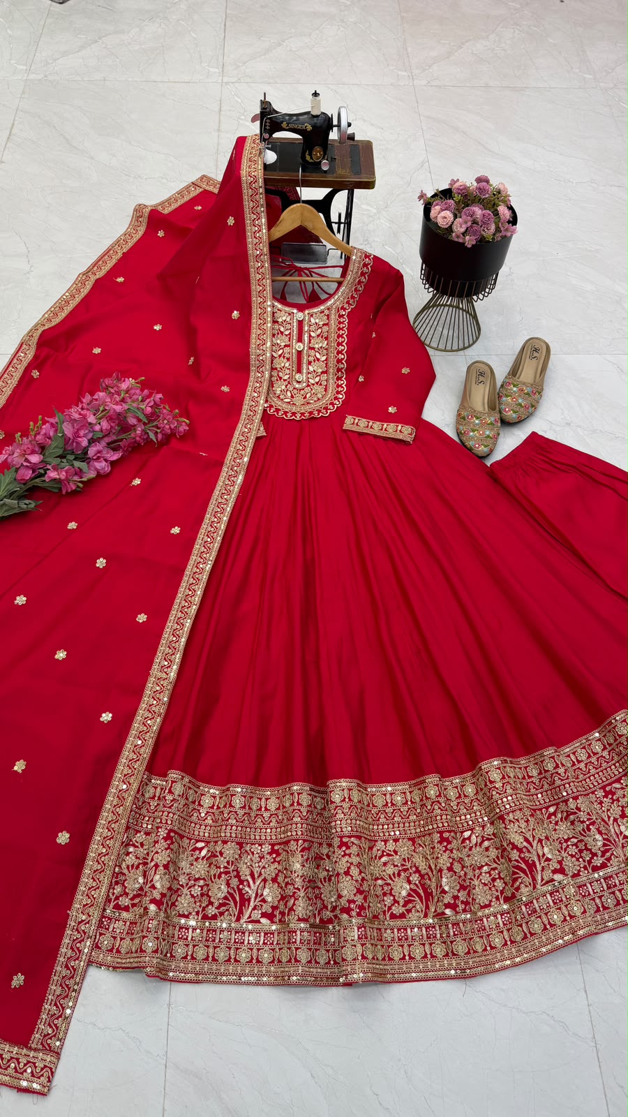 SM New Designer Party Gown, Pant & Dupatta