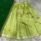 SM Kanjivaram Silk Zari Weaving South Style Lehenga Choli Set with Cutwork Dupatta