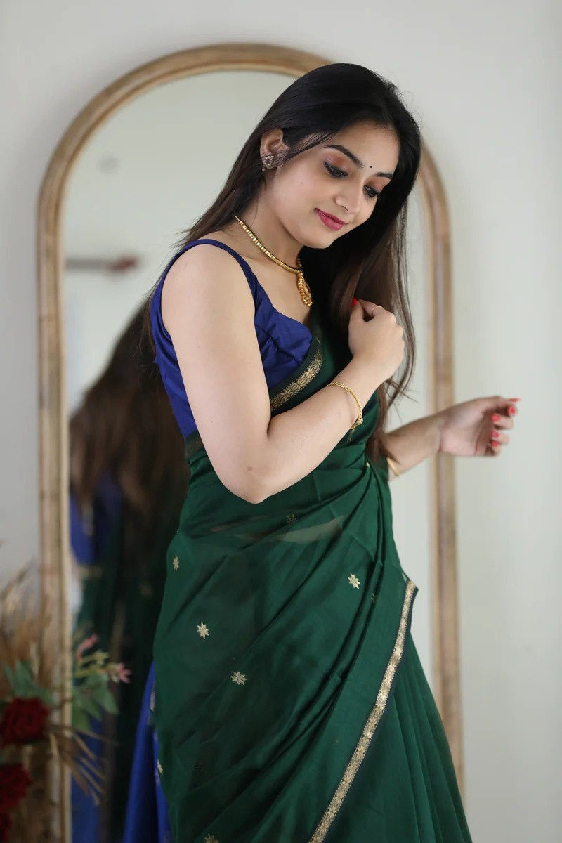 SM Soft Linen Slub Festive Saree with All-Over Jacquard Weaving