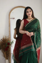 SM Soft Linen Slub Festive Saree with All-Over Jacquard Weaving