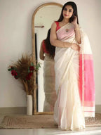 SM Soft Linen Slub Festive Saree with All-Over Jacquard Weaving