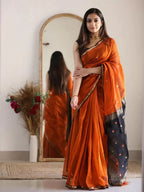 SM Soft Linen Slub Festive Saree with All-Over Jacquard Weaving