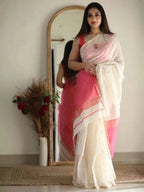 SM Soft Linen Slub Festive Saree with All-Over Jacquard Weaving