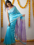 SM Soft Linen Slub Festive Saree with All-Over Jacquard Weaving