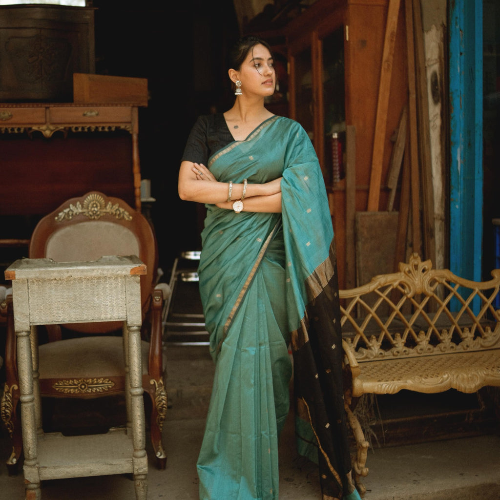 SM Soft Linen Slub Festive Saree with All-Over Jacquard Weaving