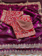 SM Designer Sequence and Thread Work Space Silk Festive Saree