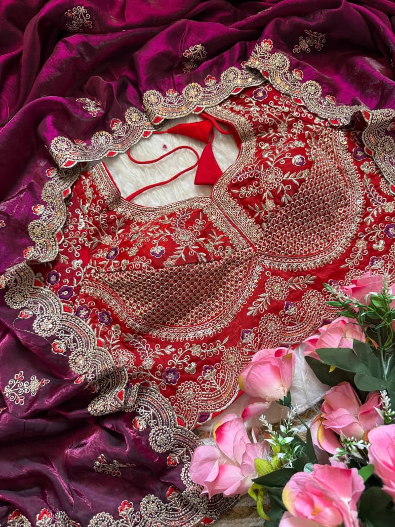 SM Designer Sequence and Thread Work Space Silk Festive Saree