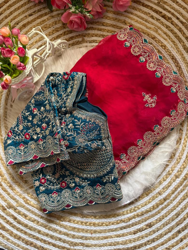 SM Designer Sequence and Thread Work Space Silk Festive Saree