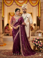 SM Designer Sequence and Thread Work Space Silk Festive Saree