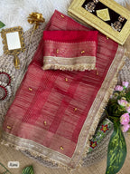 SM Designer Fendy Chiffon Party Wear Saree with Ghungroo Lace Work Blouse