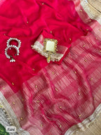 SM Designer Fendy Chiffon Party Wear Saree with Ghungroo Lace Work Blouse