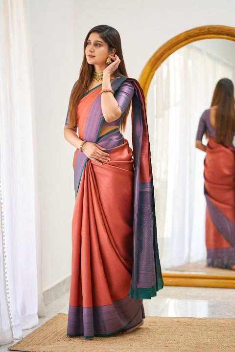 SM Soft Lichi Silk Saree with Rich Jacquard Pallu