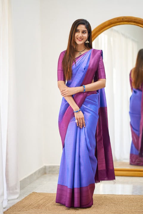 SM Soft Lichi Silk Saree with Rich Jacquard Pallu