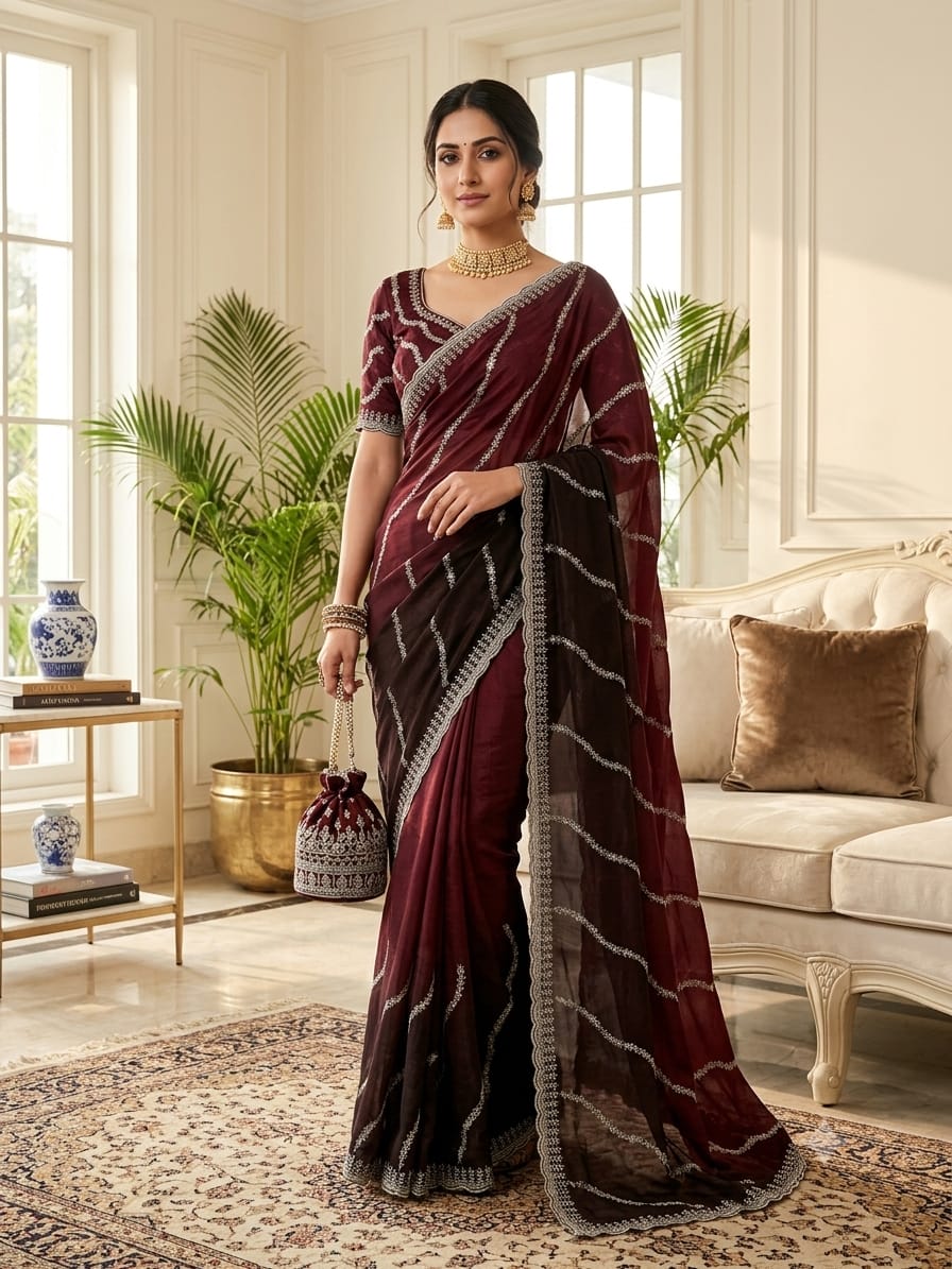 SM Designer Leheriya Padding Fendy Chiffon Saree