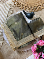 SM Premium Tussar Silk Saree with Woven Jacquard Buti & Sabyasachi-Inspired Designer Lace Border