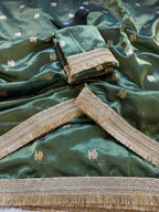 SM Premium Tussar Silk Saree with Woven Jacquard Buti & Sabyasachi-Inspired Designer Lace Border